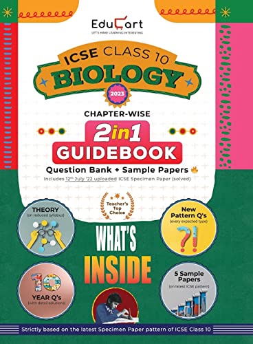 Stock image for Educart ICSE Class 10 BIOLOGY Guidebook 2022-23 Question Bank + Sample Papers 2023 Exam (Including Previous 10 Years Questions) for sale by Majestic Books