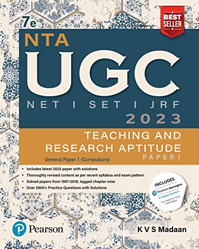 Beispielbild fr NTA UGC NET /SET/JRF Paper 1, Teaching and Research Aptitude ? 2023, Includes latest 2022 paper and 2600+ Practice Questions with Solutions | Includes NEP - 2020| 7th Edition - By Pearson zum Verkauf von Books Puddle