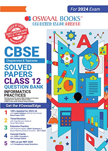 9789356349827: Oswaal CBSE Class 12 Informatics Practices Question Bank 2023-24 Book