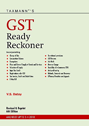 Stock image for GST Ready Reckoner (6th Edition 2018) for sale by dsmbooks