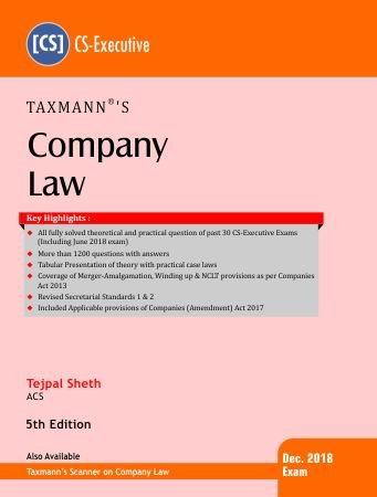 Imagen de archivo de Company Law by Tejpal Sheth (CS-Executive), 5th Edition 2018 a la venta por Books in my Basket