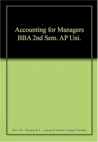 Stock image for Accounting for Managers BBA 2nd Sem. AP Uni. for sale by Books Puddle