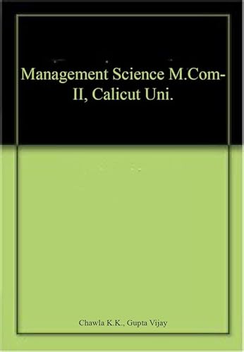 Imagen de archivo de Management Science M.Com-II, Calicut Uni. a la venta por Books Puddle