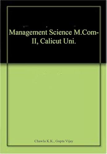 Stock image for Management Science M.Com-II, Calicut Uni. for sale by Books Puddle