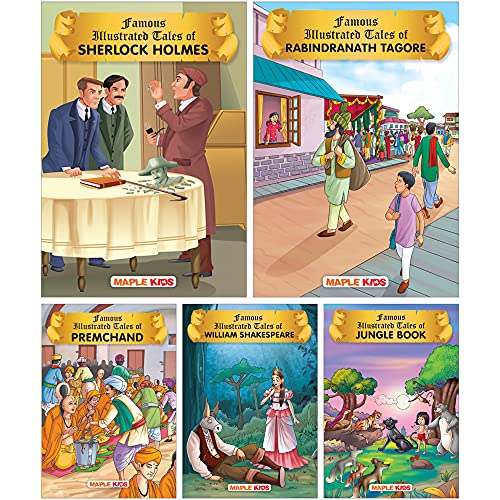 Stock image for Stories by Famous Authors (Set of 5 Books with 69 Moral Stories) - Colourful Pictures - Story Books for kids - Sherlock Holmes, Rabindranath Tagore, Premchand, William Shakespeare, Jungle Book for sale by dsmbooks