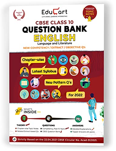 Stock image for Educart Term 1 & 2 ENGLISH Class 10 CBSE Question Bank 2021-22 Book for sale by Books Puddle