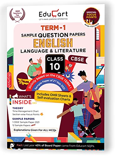 Stock image for Educart CBSE Term 1 ENGLISH LANGUAGE & LITERATURE Sample Papers Class 10 MCQ Book For Dec 2021 Exam (Based on 2nd Sep CBSE Sample Paper 2021) for sale by Books Puddle