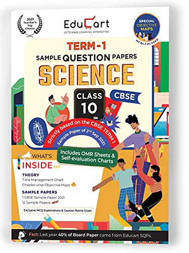 Stock image for Educart CBSE Term 1 SCIENCE Sample Papers Class 10 MCQ Book For 2022 (Based on 2nd Sep CBSE Sample Paper 2021) Edubook for sale by Books Puddle