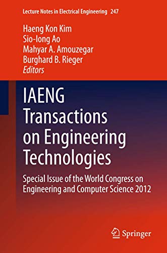 Imagen de archivo de IAENG Transactions on Engineering Technologies : Special Issue of the World Congress on Engineering and Computer Science 2012 a la venta por Buchpark
