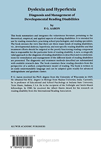 9789400910669: Dyslexia and Hyperlexia: Diagnosis and Management of Developmental Reading Disabilities