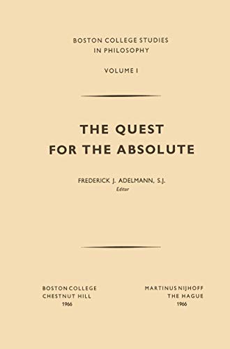 Beispielbild fr The Quest for the Absolute (Boston College Studies in Philosophy) zum Verkauf von Howard's Books