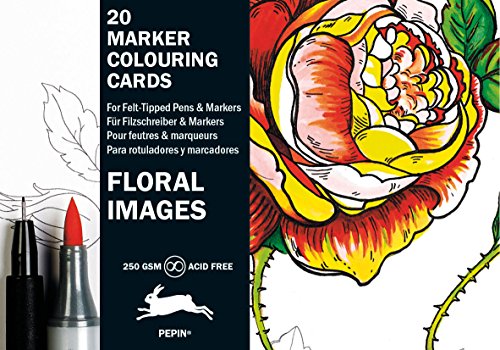 9789460096808: Floral Images: Marker Colouring Card Book (Multilingual Edition): Marker Colouring Cards Book