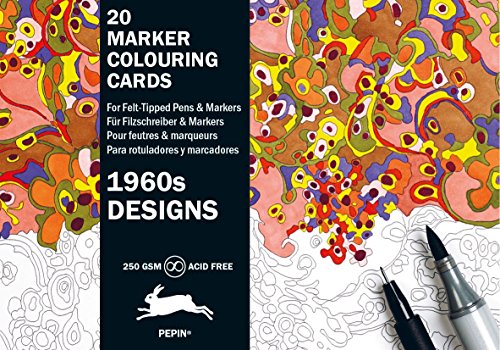 9789460096815: 1960s Designs: Marker Colouring Card Book (Multilingual Edition): Marker Colouring Cards Book
