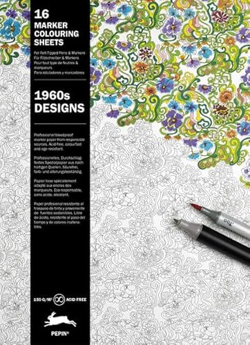 Imagen de archivo de 1960s Designs: Marker Colouring Sheet Book (Multilingual Edition) (English, Spanish, French and German Edition) a la venta por PlumCircle