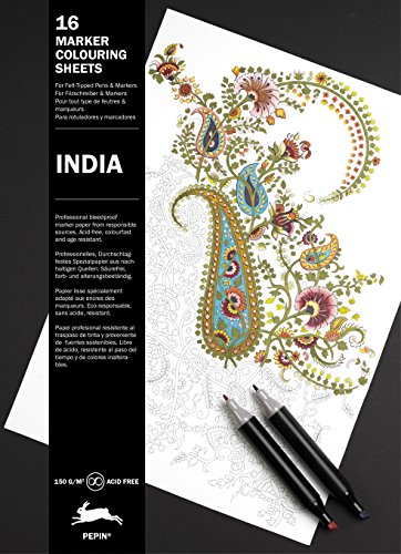 9789460098857: India: Marker Colouring Sheet Book (Multilingual Edition) (English, Spanish, French and German Edition)
