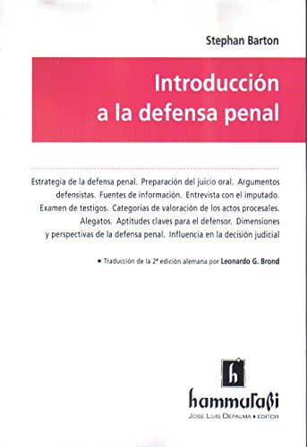 Stock image for Introduccion A La Defensa Penal - Barton, Stephan for sale by Libros del Mundo