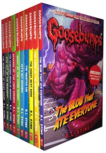 Stock image for R.L. Stine Goosebumps Horrorland Series Collection 10 Books Set (Classic Covers) (Stay out of the Basement, The Ghost Next Door, Revenge of the Lawn Gnomes, The Haunted Car, Let's Get Invisible, The Scarecrow Walks at Night, The Curse of the Mummy's Tomb, The Blob That Ate Everyone, Night of the Living Dummy, The Werewolf of Fever Swamp.) for sale by Revaluation Books