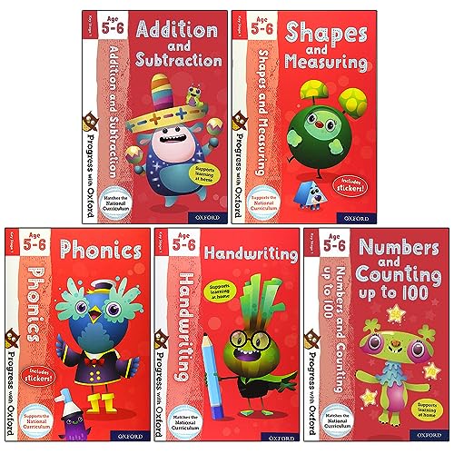 Imagen de archivo de Progress with Oxford Series Collection 5 Books Set (Age 5-6) (Numbers and Counting, Phonics, Numbers and Counting, Multiplication, Division and Fractions, Addition and Subtraction, Handwriting) a la venta por Revaluation Books