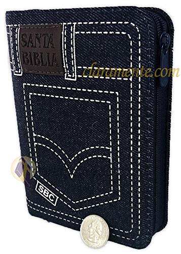 Imagen de archivo de Santa Biblia Jean Pequea con cierre, Reina-Valera 1960, tela jean azul con indice a la venta por Books Unplugged