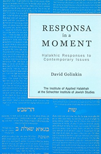 Beispielbild fr Responsa in a Moment: Halakhic Responses to Contemporary Issues (The Meyer and Tirzah Goldstein Holocaust Memorial Library, Number 3) zum Verkauf von Better World Books