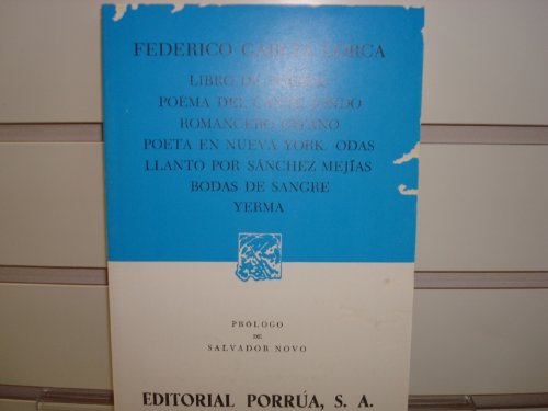 Beispielbild fr Libro de poemas: Poema del cante jondo / Romancero gitano / Poeta en Nueva York / Odas / Llanto por Sánchez Mejas / Bodas de sangre / Yerma (Spanish Edition) zum Verkauf von ThriftBooks-Dallas