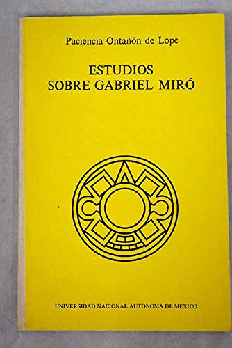 Beispielbild fr ESTUDIOS SOBRE GABRIEL MIR zum Verkauf von Libros Latinos