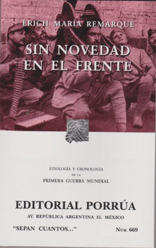 Imagen de archivo de SIN NOVEDAD EN EL FRENTE a la venta por Libreria El Dia