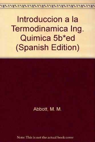 9789701013335: Introduccion a la Termodinamica Ing. Quimica 5b*ed (Spanish Edition)
