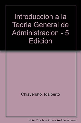 Fundación submarino Marinero Introduccion a la Teoria General de Administracion - 5 Edicion (Spanish  Editi. de Chiavenato, Idalberto: Muy Bueno / Very Good (2012) | V Books