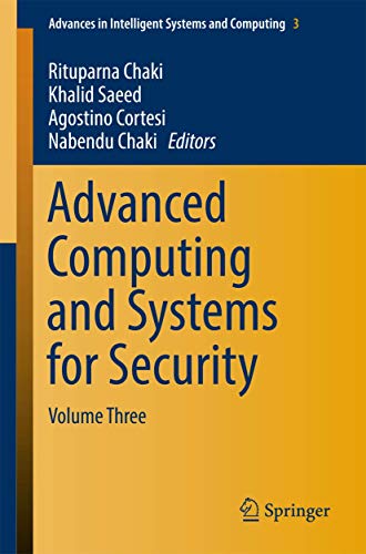 Stock image for Advanced Computing and Systems for Security: Volume Three (Advances in Intelligent Systems and Computing, 567) for sale by Lucky's Textbooks