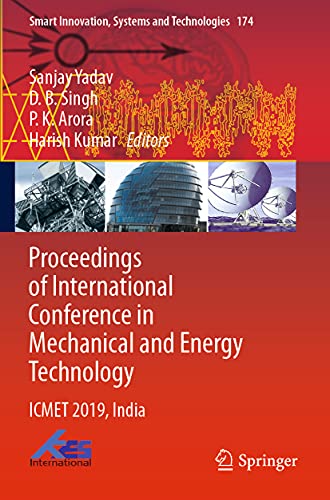 Imagen de archivo de Proceedings of International Conference in Mechanical and Energy Technology: ICMET 2019, India a la venta por Kennys Bookshop and Art Galleries Ltd.