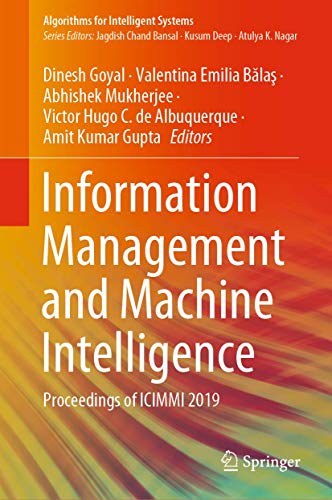 9789811549359: Information Management and Machine Intelligence: Proceedings of ICIMMI 2019 (Algorithms for Intelligent Systems)