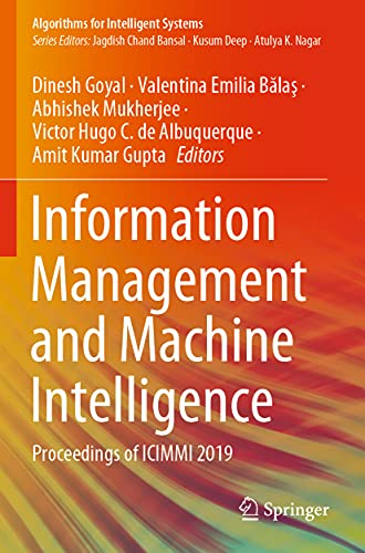 9789811549380: Information Management and Machine Intelligence: Proceedings of ICIMMI 2019 (Algorithms for Intelligent Systems)