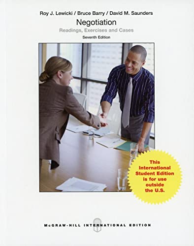 Stock image for Negotiation: Readings, Exercises and Cases, International Edition for sale by Blue Vase Books