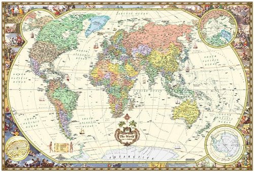 Imagen de archivo de Antique Style World Wall Map (Wall Map, Laminated) (Illustrated World Map) (Map) a la venta por GF Books, Inc.