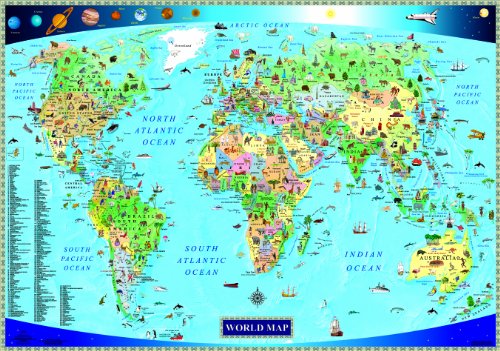 Beispielbild fr Illustrated Map of the World for Kids (Children's World Map) zum Verkauf von Iridium_Books