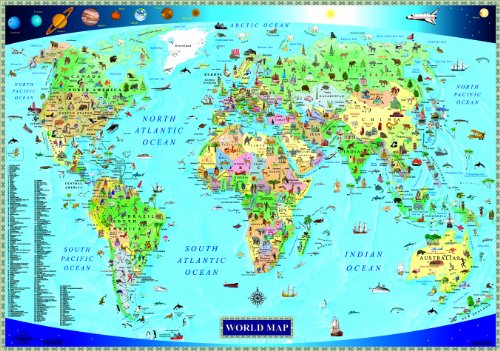 9789871663026: Illustrated Map of the World for Kids (Children's World Map) by Akros (2010-06-01)