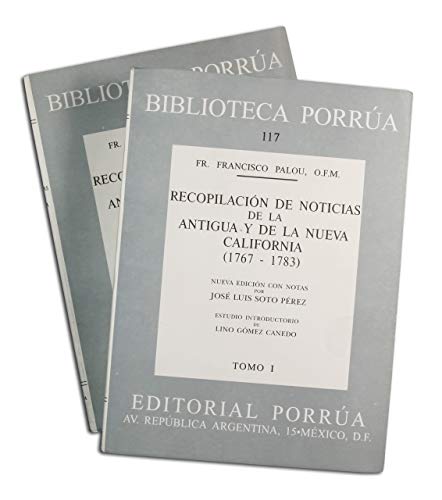 Beispielbild fr RECOPILACION DE NOTICIAS ANTIGUA Y NUEVA CALIF 1767-1783 1-2 zum Verkauf von Goldstone Books