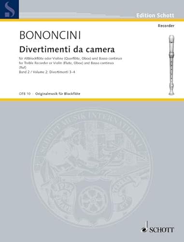 Stock image for Divertimenti da camera: Band 2. Alt-Blockflte (Violine, Flte, Oboe) und Basso continuo (Klavier); Violoncello (Viola da gamba) ad lib. (Edition Schott) for sale by medimops