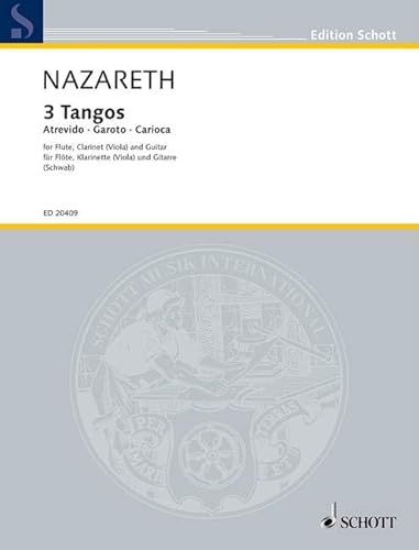 9790001152709: Trois tangos: Atrevido - Garoto - Carioca. flute, clarinet in Bb (viola) and guitar. Partition et parties.