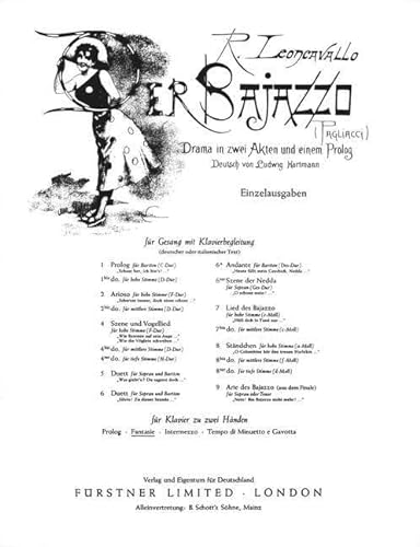 Imagen de archivo de Der Bajazzo a la venta por Livre et Partition en Stock
