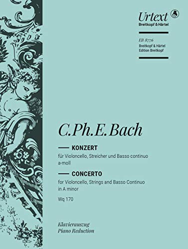 Stock image for Violoncellokonzert a-moll Wq 170 Breitkopf Urtext - Ausgabe fr Cello und Klavier (EB 8776) for sale by medimops