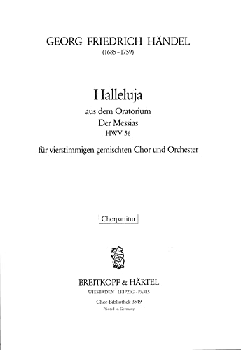 Stock image for Halleluja from 'Messiah' HWV 56 HWV 56 for sale by Livre et Partition en Stock