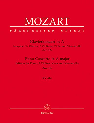 9790006458400: Klavierkonzert Nr. 12 A-Dur KV 414 -Ausgabe fr Klavier, zwei Violinen, Viola und Violoncello-. Klavierauszug, Stimmensatz, Urtextausgabe