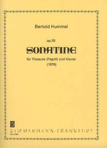 9790010210803: HUMMEL B. - Sonatina Op.59 para Fagot (Trombon) y Piano