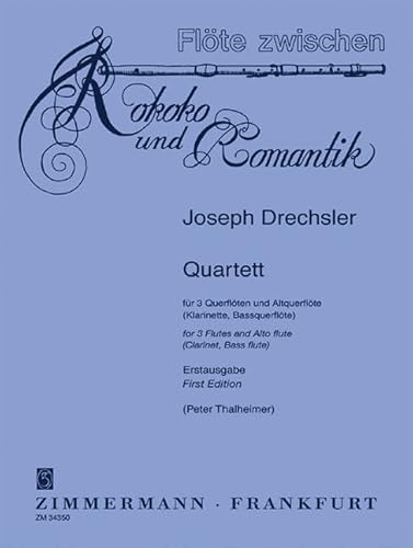 9790010343501: Quatuor: premire dition. 3 flutes and altoflute (clarinet, bassflute). Partition et parties.