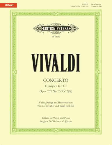 9790014078850: Violin Concerto in G Op. 7/II No. 2 (RV 299) (Edition for Violin and Piano): Urtext (Edition Peters)