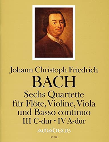 9790015172809: BACH J.C.F. - Cuartetos (6) Vol.2: n 3 en Do Mayor y n 4 en La Mayor para Flauta, Violin, Viola, BC