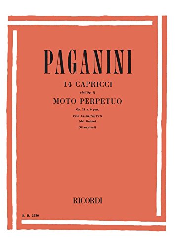 9790041822365: 14 Capricci Dall'Op. 1 E 'Moto Perpetuo' Op.11 N.6 Per Clarinetto