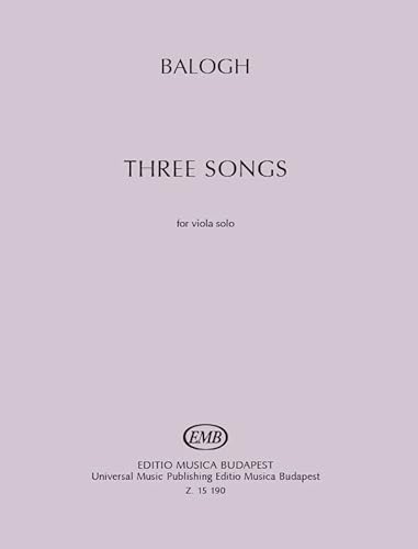 Beispielbild fr Three Songs for Solo Viola zum Verkauf von PBShop.store US